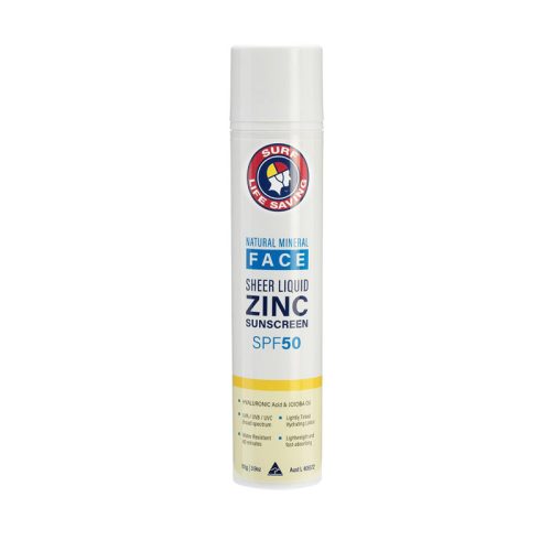 Surf Life Saving Sunscreen Natural Mineral Face Sheer Liquid Zinc Sunscreen SPF50 Lightly Tinted 110g